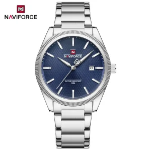ساعت مچی مردانه Naviforce مدل NF9276 | بند استیل ضدزنگ، صفحه سرمه ای | رسمی و کلاسیک