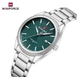 ساعت مچی مردانه Naviforce مدل NF9276 | بند استیل ضدزنگ، صفحه سبزآبی | رسمی و کلاسیک